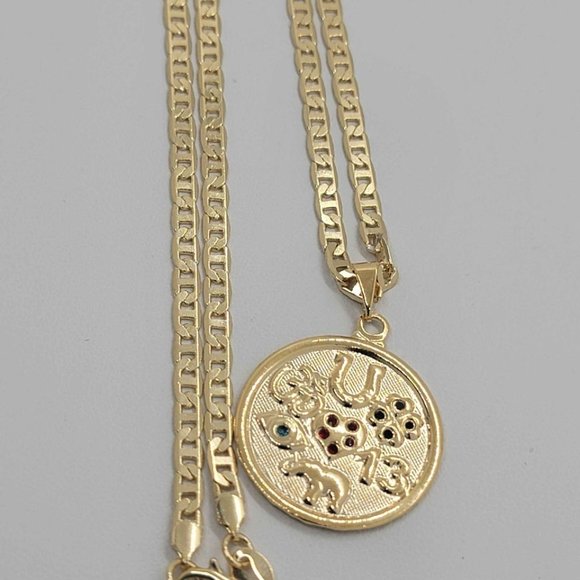 Last One Brand New Brazilian 18k Gold Filled Multi Lucky Charms Necklace - Picture 3 of 7